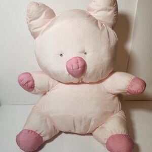 Vintage 1984 Sanrio Pink Pig Plush Large 18 Inch Satin Fabric Stuffed pig rare